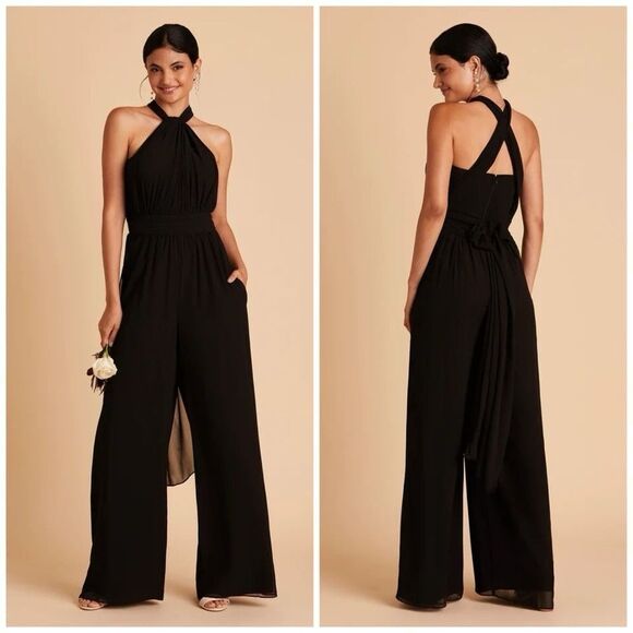 Birdy Grey Pants - SOLD Birdy Grey Gigi Convertible Black Chiffon Bridesmaid Jumpsuit Size Medium